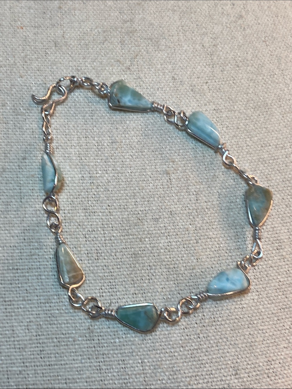 Genuine Larimar Bracelet Dominican Republic Blue Stone 7.75”